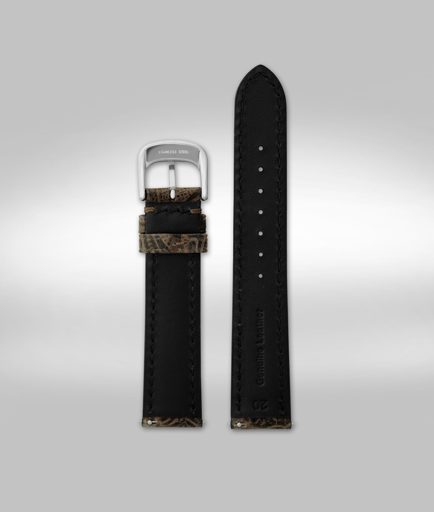 20mm Western Tobacco Leather Strap w/Silver Buckle